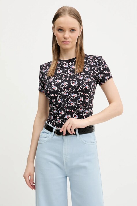 Kratka majica Tommy Jeans ženska, črna barva, DW0DW20625