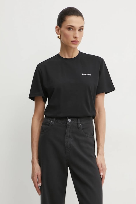 La Mania tricou din bumbac femei, culoarea negru, BONI.3