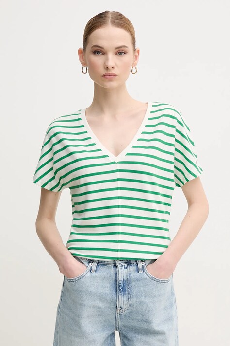 Tommy Hilfiger tricou femei, culoarea verde, WW0WW46114