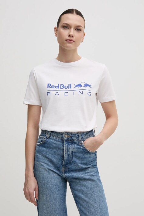 Red Bull Racing x Pepe Jeans tricou din bumbac STANDARD FIT TEE femei, culoarea alb, RL500004