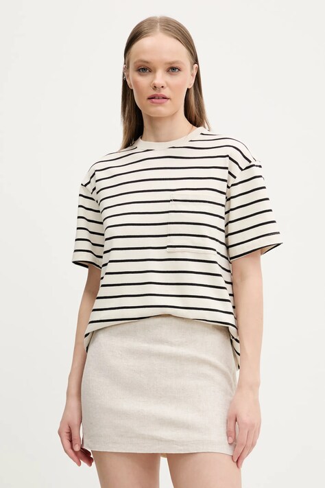 Abercrombie & Fitch tricou din bumbac femei, culoarea bej, KI139-5234