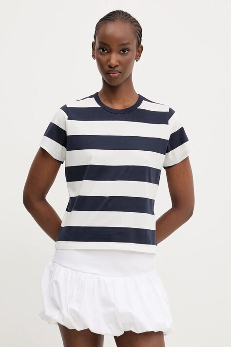 Bavlnené tričko Abercrombie & Fitch dámske, biela farba, KI139-5266