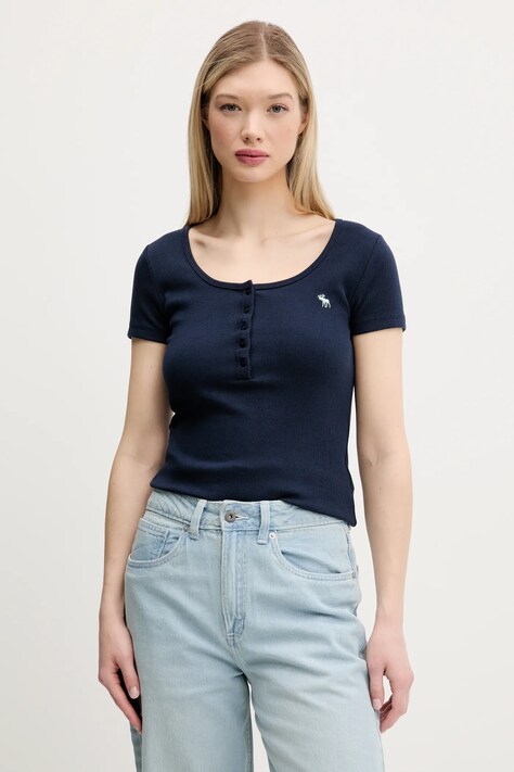 Tričko Abercrombie & Fitch dámske, tmavomodrá farba, KI139-5271
