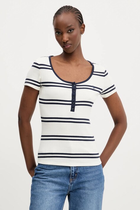 Tričko Abercrombie & Fitch bílá barva, KI139-5271