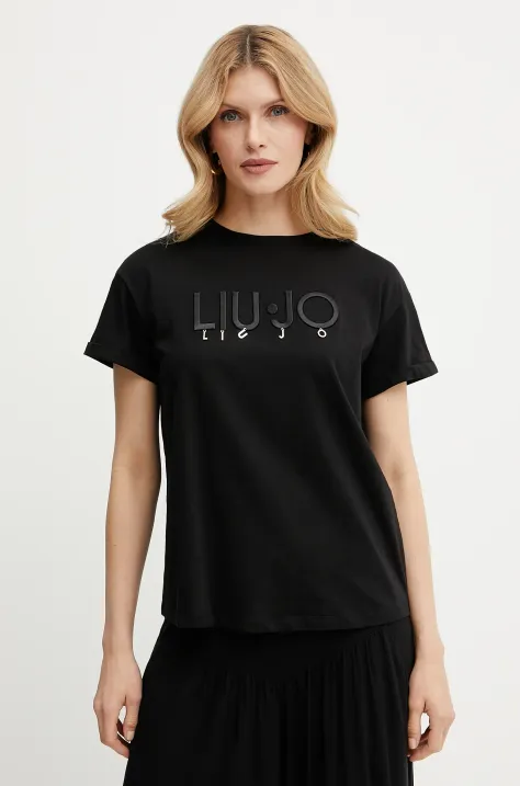 Liu Jo t-shirt bawełniany damski kolor czarny WA5007.JS923