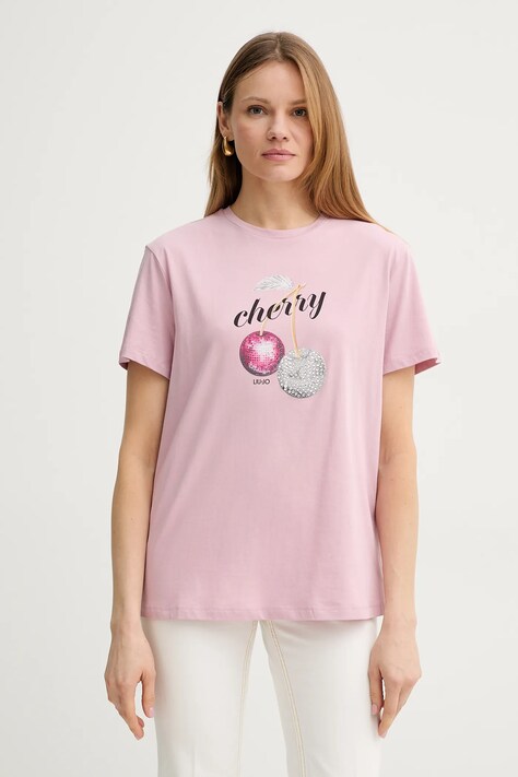 Liu Jo tricou din bumbac culoarea roz, WA5343.JS923