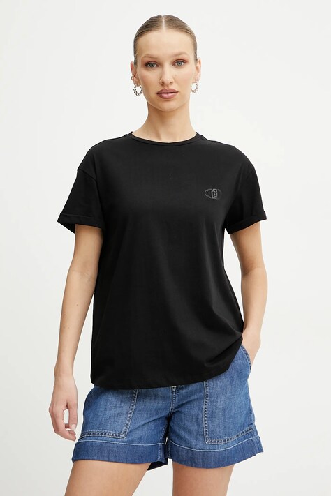 Liu Jo tricou din bumbac femei, culoarea negru, WA5512.JS923
