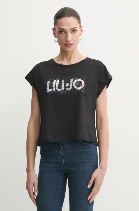 Liu Jo tricou din bumbac femei, culoarea negru, VA5151.JS923