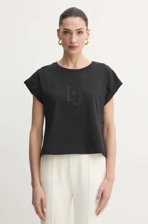 Liu Jo tricou din bumbac femei, culoarea negru, VA5151.JS923