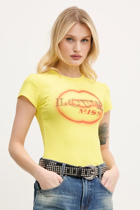 Miss Sixty tricou femei, culoarea galben, 6S1SJ56800