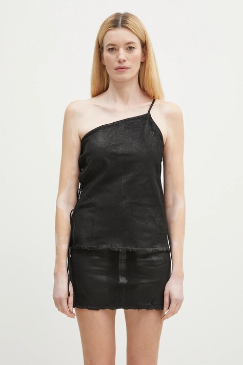 Bavlněný top Rick Owens Taco Top černá barva, DS01E3130.SCF
