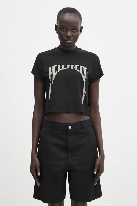 Rick Owens DRKSHDW cotton t-shirt Cropped Small Level T black color DS01E3207.RNEP2
