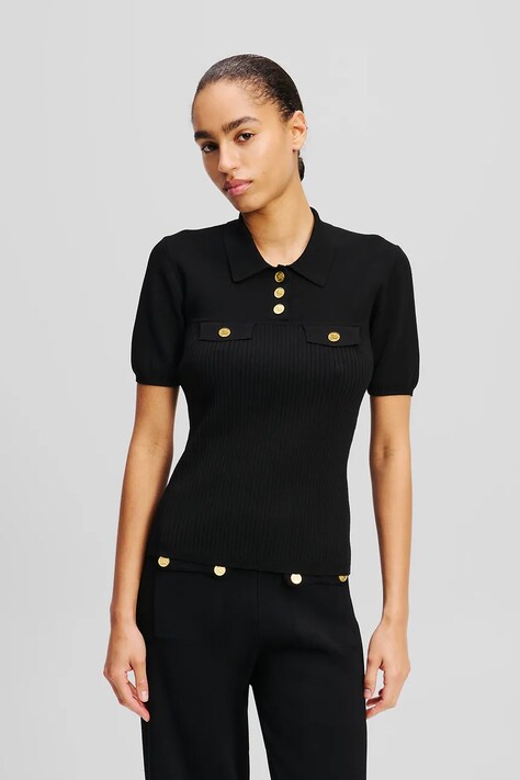 Polo tričko Karl Lagerfeld černá barva, A2W18027