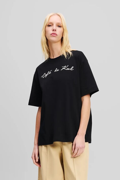 Karl Lagerfeld tricou din bumbac femei, culoarea negru, A2W17088