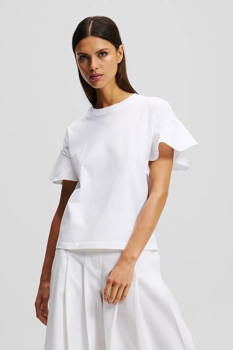 Karl Lagerfeld tricou din bumbac femei, culoarea alb, A2W17063