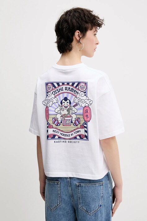 Kaotiko tricou din bumbac femei, culoarea alb, AQ056-01S-M002