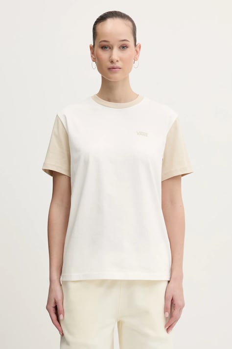 Vans t-shirt bawełniany damski kolor beżowy VN000JDKD0D1