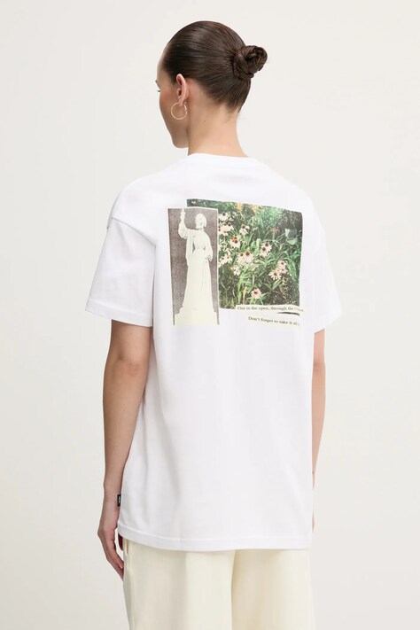 Vans tricou din bumbac femei, culoarea alb, VN000MCGWHT1