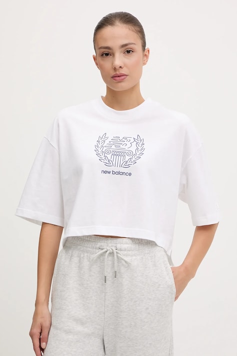 Βαμβακερό μπλουζάκι New Balance χρώμα: άσπρο, WT51935WT