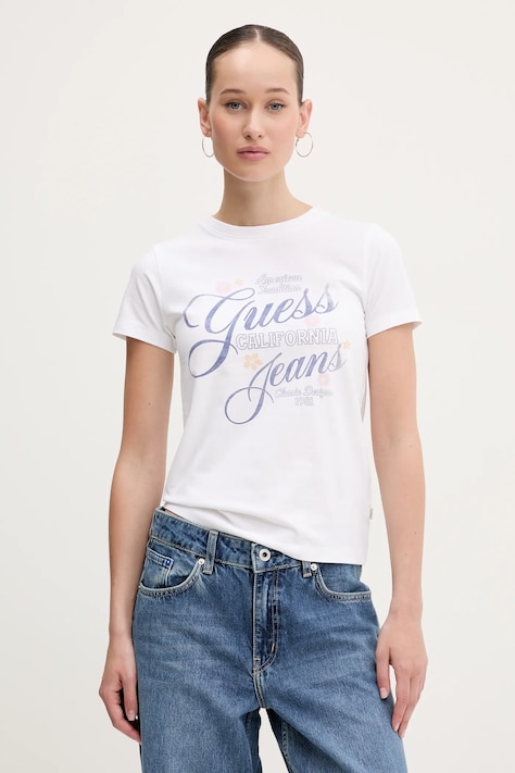 Guess Jeans tricou femei, culoarea alb, W5GI24 J1314