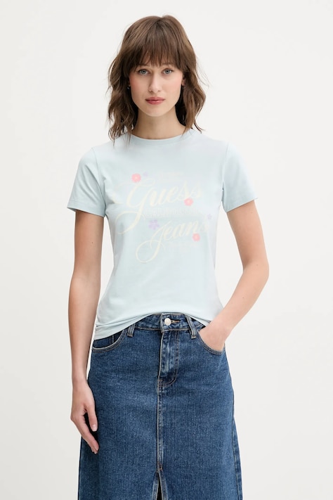 Guess Jeans t-shirt damski kolor niebieski W5GI24 J1314