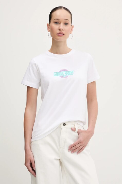 Guess Jeans tricou femei, culoarea alb, W5GI26 J1314