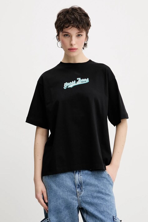 Guess Jeans tricou din bumbac femei, culoarea negru, W5GI29 K8HM0