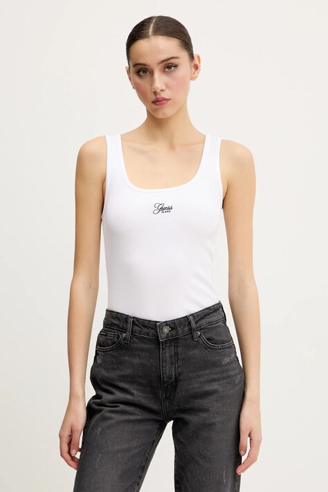Top Guess Jeans bílá barva, W5GP26 KA0H1