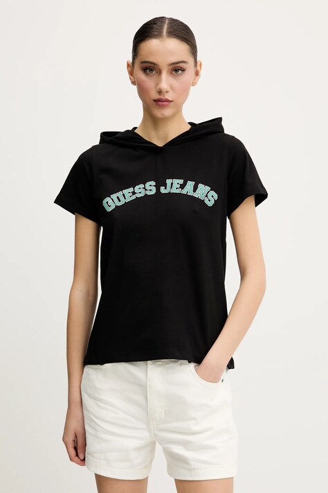Guess Jeans tricou femei, culoarea negru, W5GP28 J1314