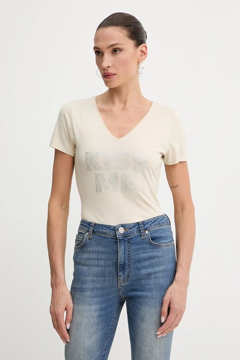 Morgan t-shirt DBISOU damski kolor beżowy DBISOU