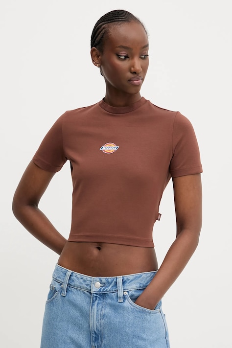 Μπλουζάκι Dickies χρώμα: καφέ, DK0A4XPOK471