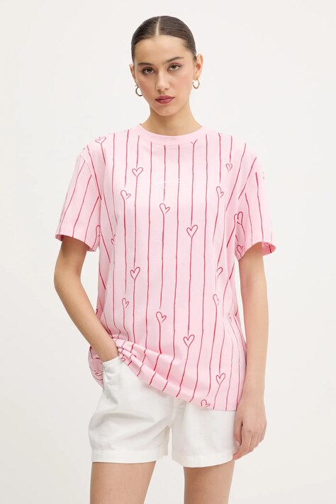 Хлопковая футболка Karl Kani цвет розовый 61300127
