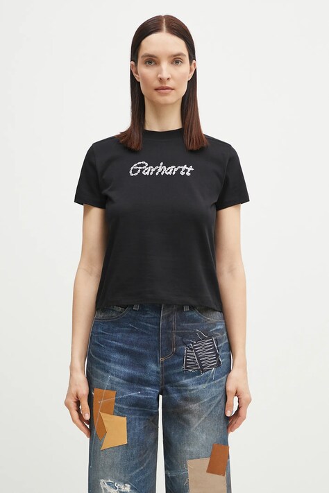 Памучна тениска Carhartt WIP S/S Chained T-Shirt в черно I034693