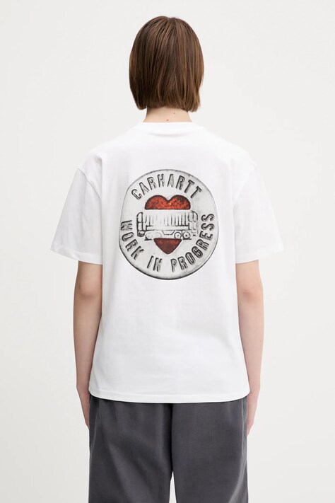 Carhartt WIP t-shirt bawełniany S/S Button T-Shirt damski kolor biały I034702