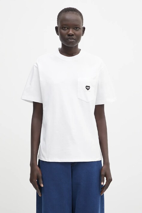 Бавовняна футболка Carhartt WIP S/S Pocket Heart T-Shirt колір білий I032180