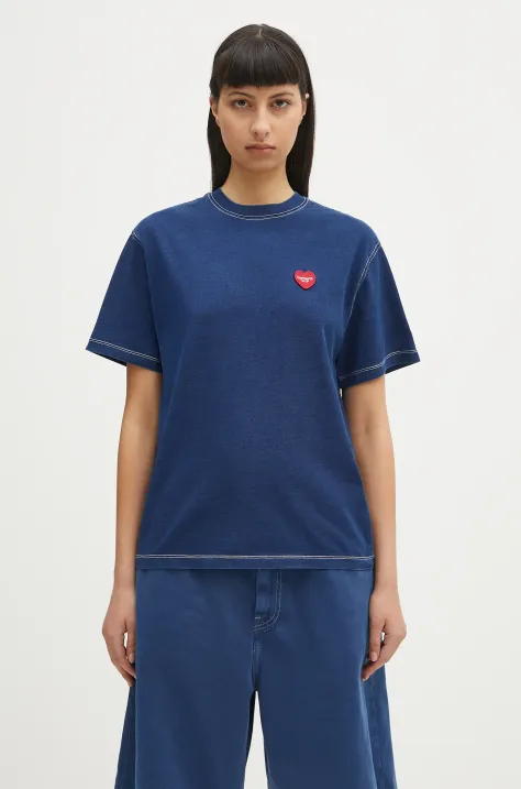 Carhartt WIP t-shirt bawełniany S/S Ingo T-Shirt damski kolor niebieski I034648