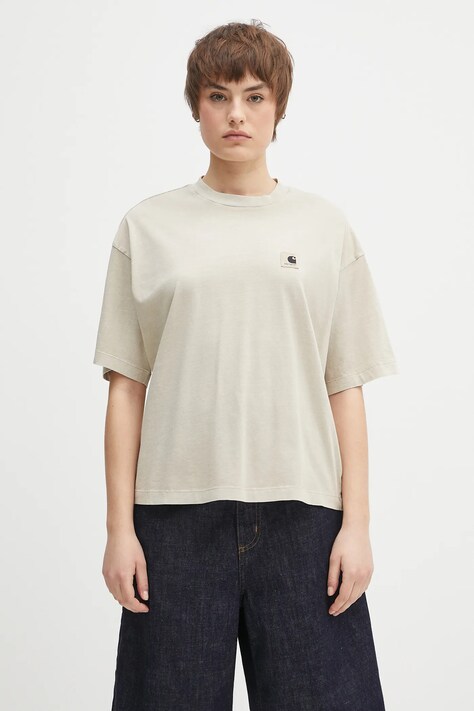 Бавовняна футболка Carhartt WIP S/S Nelson T-Shirt колір бежевий I033051