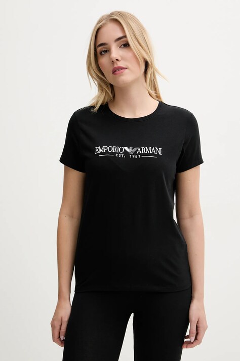 Emporio Armani Underwear tricou lounge femei, culoarea negru, EW000408 AF10881