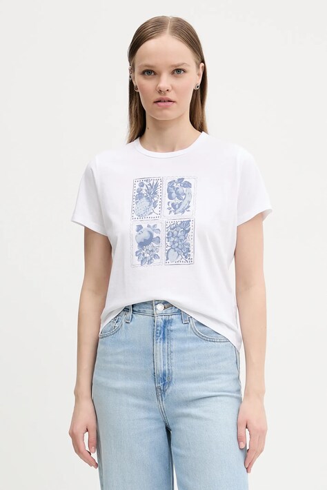Abercrombie & Fitch tricou din bumbac femei, culoarea alb, KI157-5201