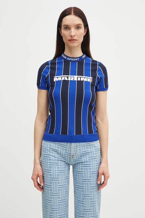 Martine Rose t-shirt Logo Tight damski kolor niebieski 959YA12500