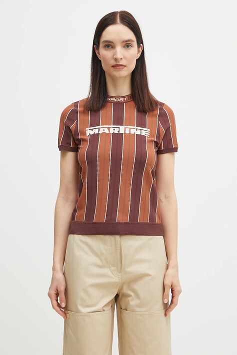 Tričko Martine Rose Logo Tight hnědá barva, 959YA12700