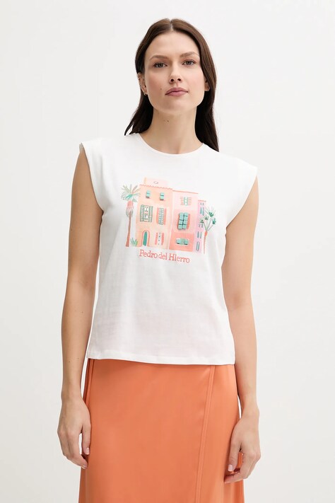 Pedro del Hierro tricou din bumbac culoarea alb, 4539636