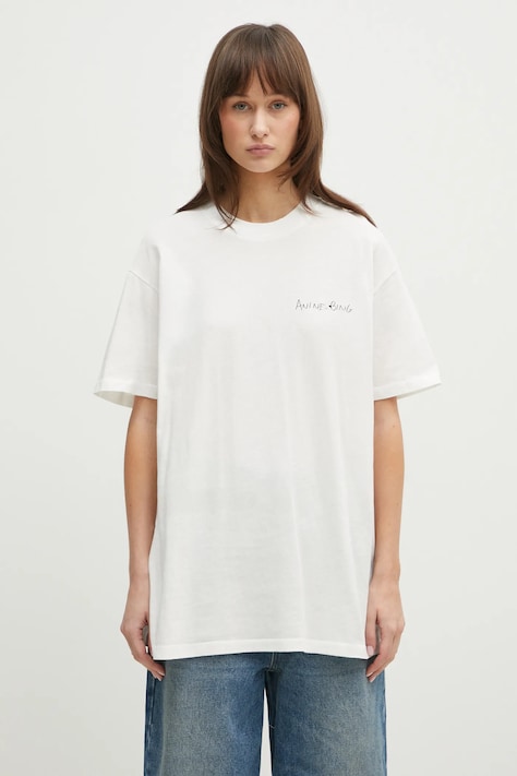 Хлопковая футболка Anine Bing Walker Tee Lyrics женская цвет белый A.08.10771