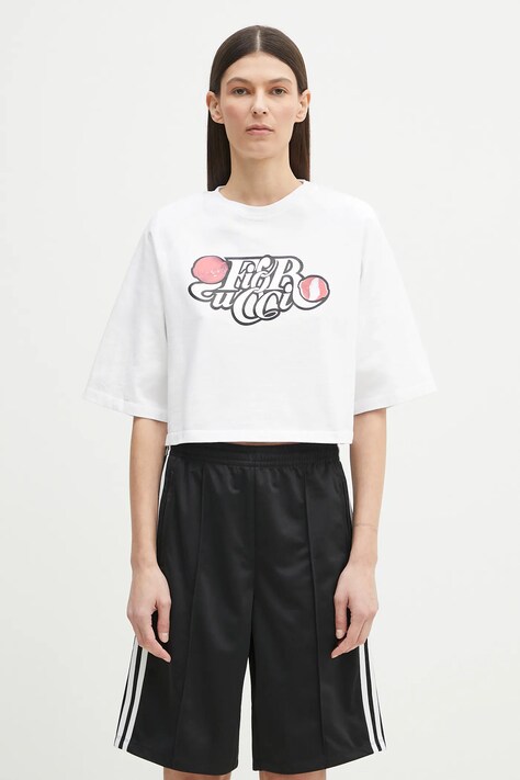 Fiorucci tricou din bumbac Curly Lollipop Logo Cropped Padded femei, culoarea alb, U02SPTSH106CJ01WH01