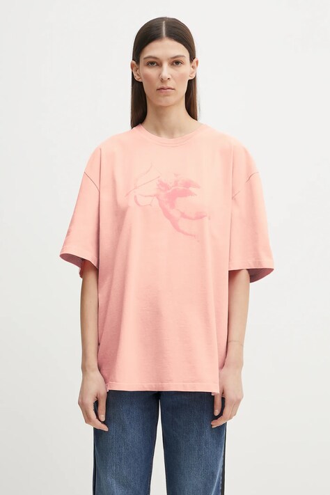 Хлопковая футболка Fiorucci Print Boxy Fit женская цвет розовый U02SPTSH103CJ01PN02