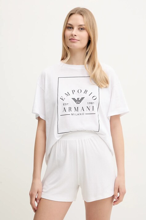 Emporio Armani Underwear tricou din bumbac femei, culoarea alb, EW000553 AF10887