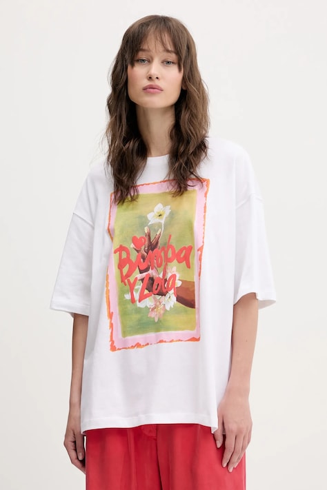 Bimba Y Lola tricou din bumbac culoarea alb, 251BR7402.10050