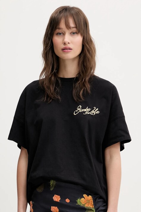 Bimba Y Lola tricou din bumbac culoarea negru, 251BR7418.10000