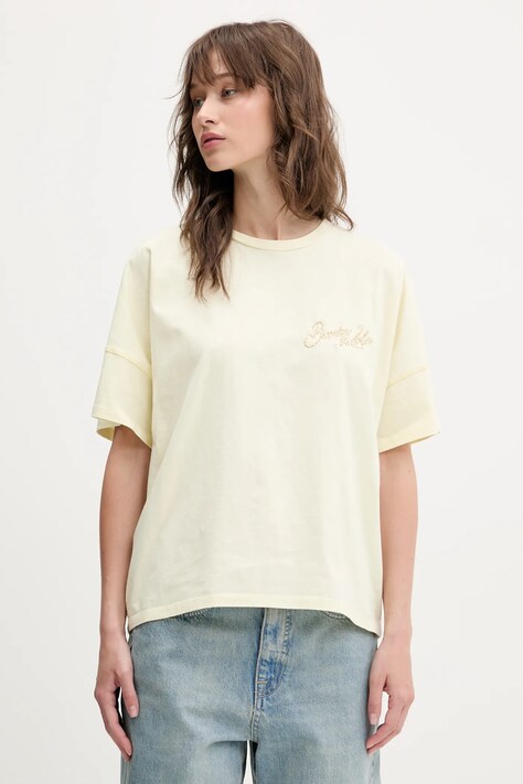 Bimba Y Lola tricou din bumbac culoarea galben, 251BR7418.10100
