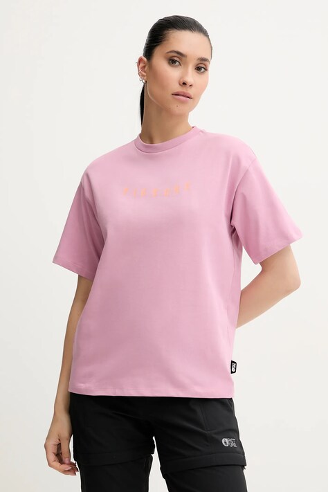 Picture t-shirt bawełniany Zolara damski kolor różowy WTS0572
